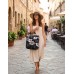 Black - White Floral Print Paper Straw Tote - BG-ST825BK